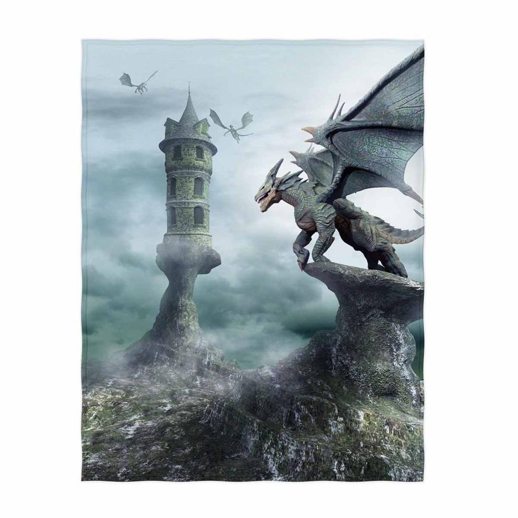 Cool black gold dragon blanket soft flannel blanket living room bedroom sofa office decoration blanket
