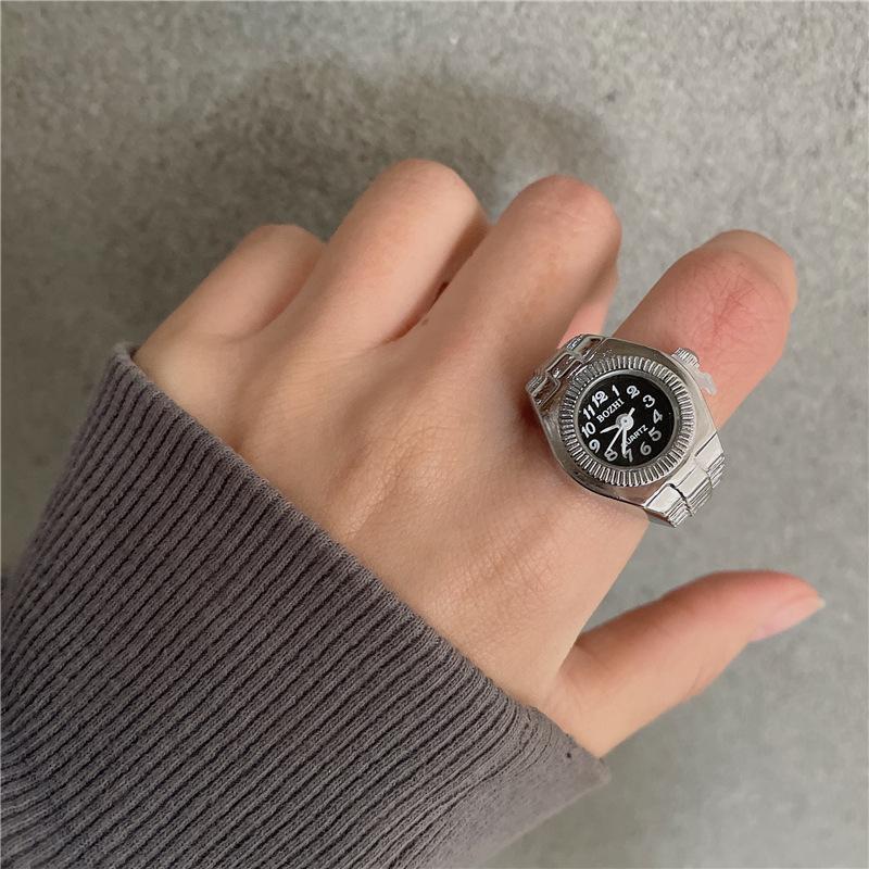 Korean Style Retro Hipster Watch Ring - Trendy Men's Hand Jewelry Accessory