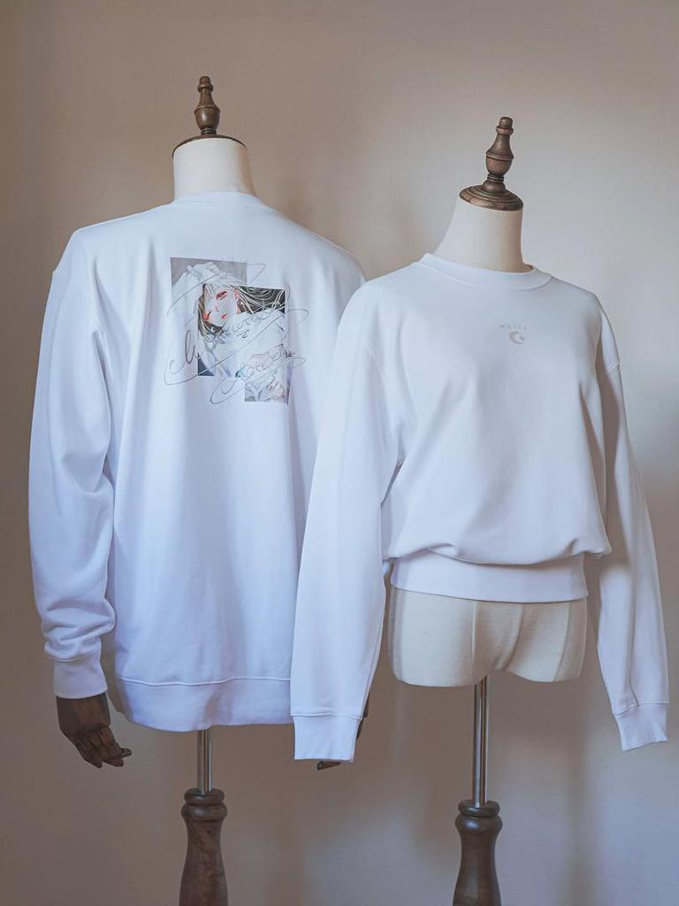 [USED] Aojukou MASCATALE Illustration Print Sweatshirt (White) Unisex