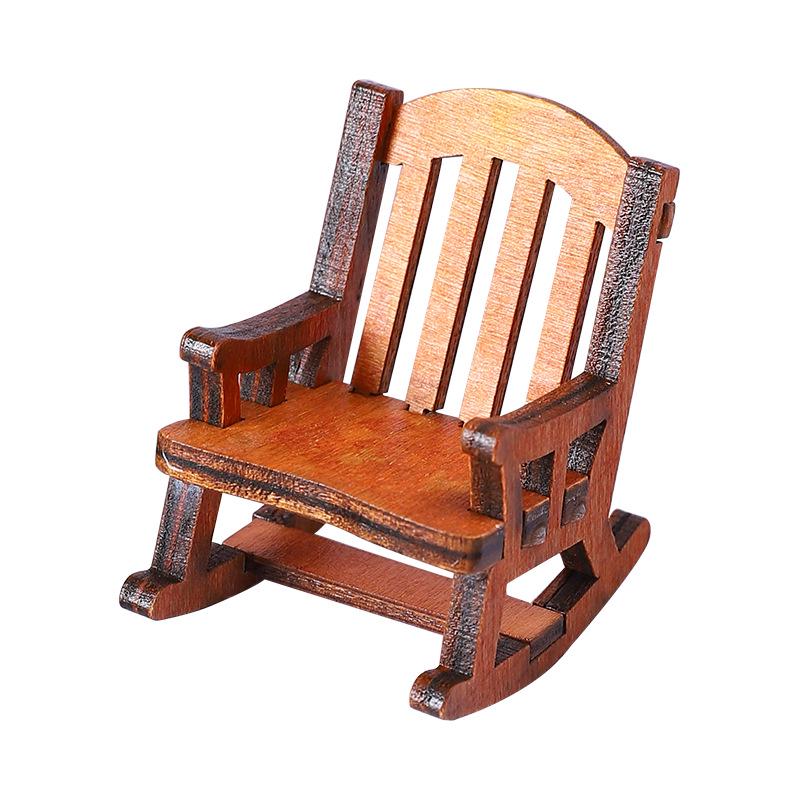 Mini Creative Chinese Style Wooden Rocking Chair Ornament for Home Decor