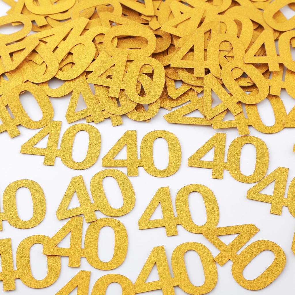 40th Happy Birthday Confetti Decorations - Gold Glitter Number 40 Party Decorations, Wedding Anniversary Party Table Decorations