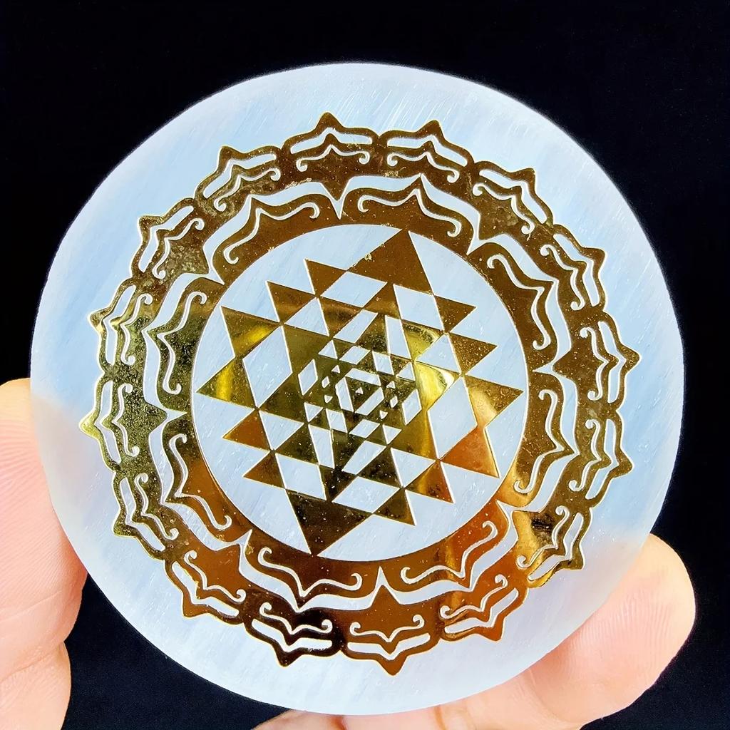 6cm Natural Crystal Selenite Slice Slab White Gypsum, Natural Selenite Stone Crystal Disc, Selenite Charging Plate decoration