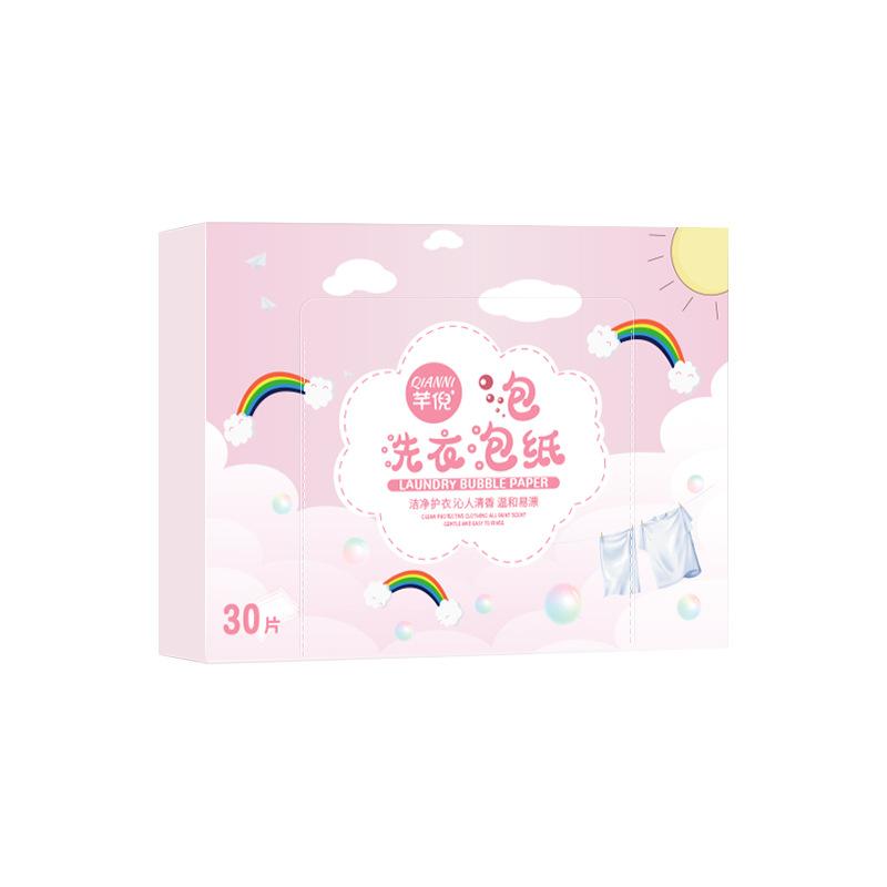 Popular water formula laundry bubble paper high activity strong decontamination and anti-dyeing laundry tablets