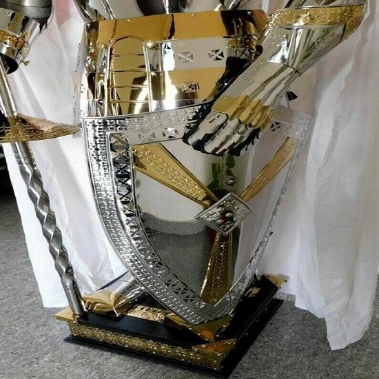 Medieval Stainless Steel Rust Free Royal Full Body Knight Armor Suit With Silver