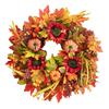18 Inch Fall Wreath for Front Door Large Autumn Wreath with Artificial Pumpkins Sunflowers Maple Leaves for Thanksgiving Harvest Farmhouse Porch Wall