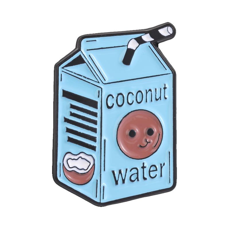 Xiaomi Cute Cat Drinking Coconut Water Enamel Pin Cartoon  Baby Shark In Coconut Water Summer Cool Brooch Bag Lapel Badge Jewelry Gifts