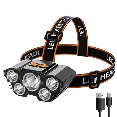 Portable Lighting 5 CORE LED Headlamp 4 Modes Outdoor Head-mounted Rechargeable Flashlight Built-in Battery Waterproof Headlight