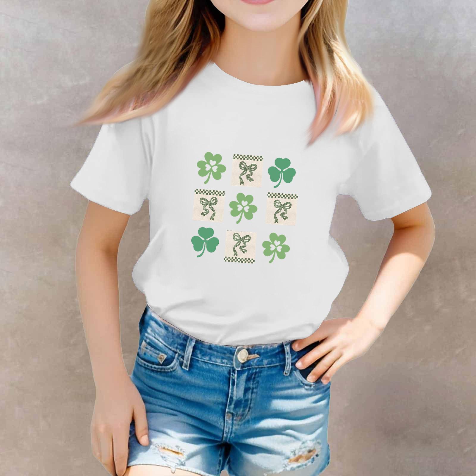 

St. Patrick s Day Toddler Girl Boy T-Shirts Kids Top Boys And Girls Printed Short Sleeved T-shirt 160 білий