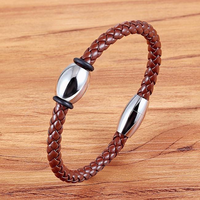 Braided Leather Stainless Steel Bracelet Men's and Women's Universal Bracelet Braided Rope Bracelet Trend Single Product