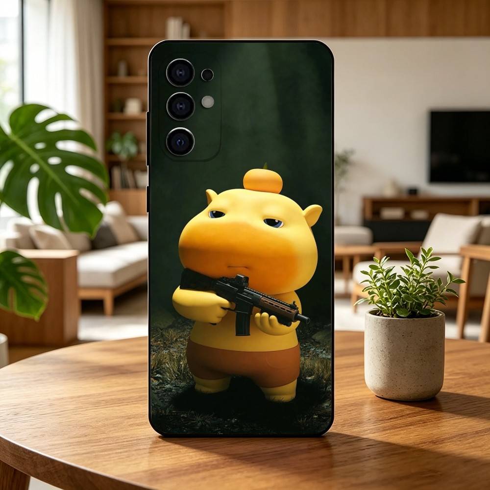 Lu lu C-Capybara Gfit  Phone Case Black Silicone Soft For Samsung S25,S24,S21,S22,S23,S30,Ultra,S20,Plus,Fe,Lite Samsung S24
