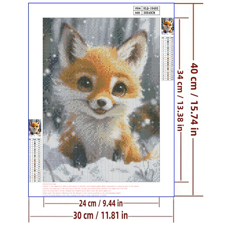 5d DIY Diamond Painting Cross Stitch Cute Animal Little Fox Diamond Embroidery Mosaic Full Round Drill Home Decor