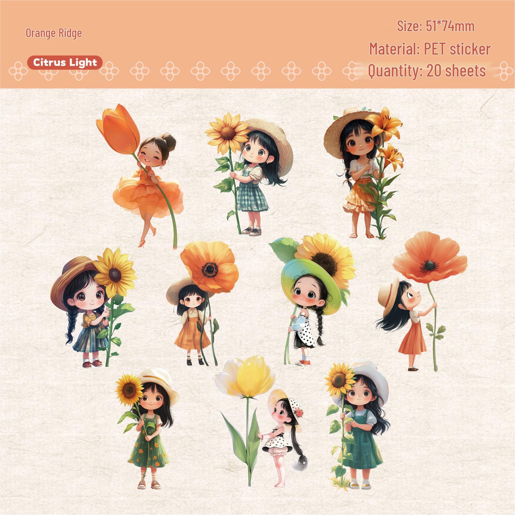 RetroStory Hibiscus Scenic Stickers – Creative Decoration for Journaling