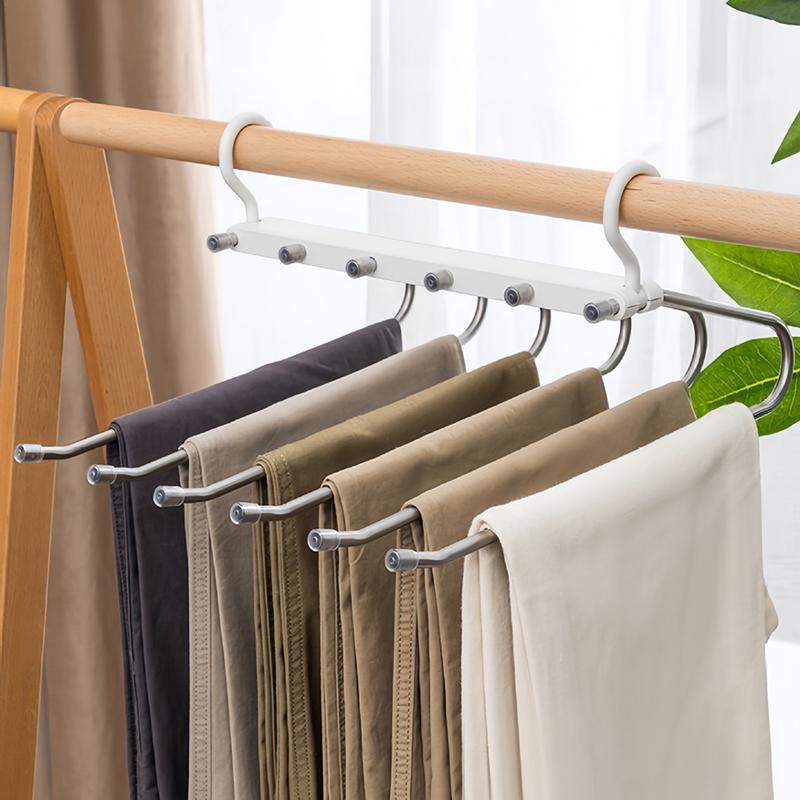 Space Saving Hangers For Pants Space Saving 6-Layer Anti-Slip Scarf Holder Closet Organizers And Storage Slacks Jeans Trouser