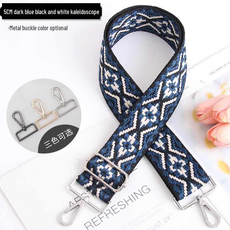 5CM Adjustable Multi-Color Women's Bag Strap - Kaleidoscope Pattern, Wide, Cross-Body
