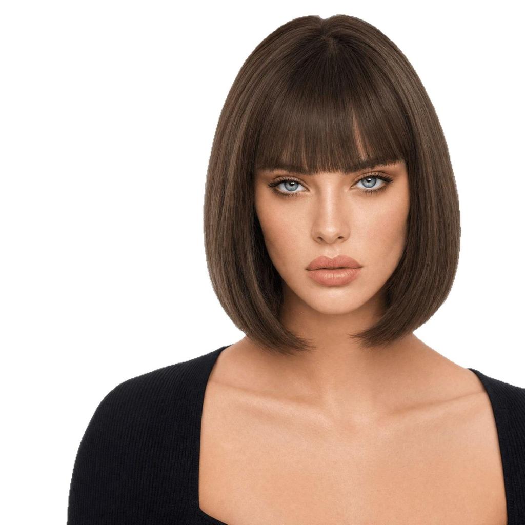 European & American Women's Bob Cut Wigs with Bangs - Short, Colored, Anime-Inspired Headwear for Halloween