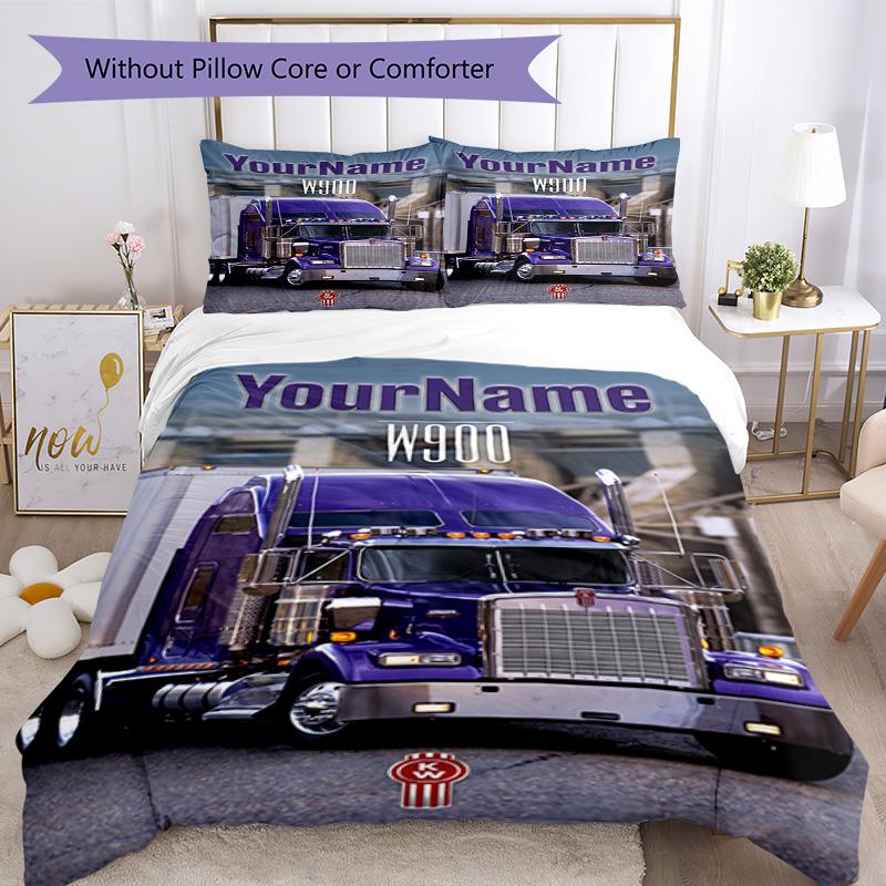 Kw Heavy Trucks Customize Your Name Bedding Set Breathable Duvet Cover with Pillowcases Home Decoration Birthday Gift