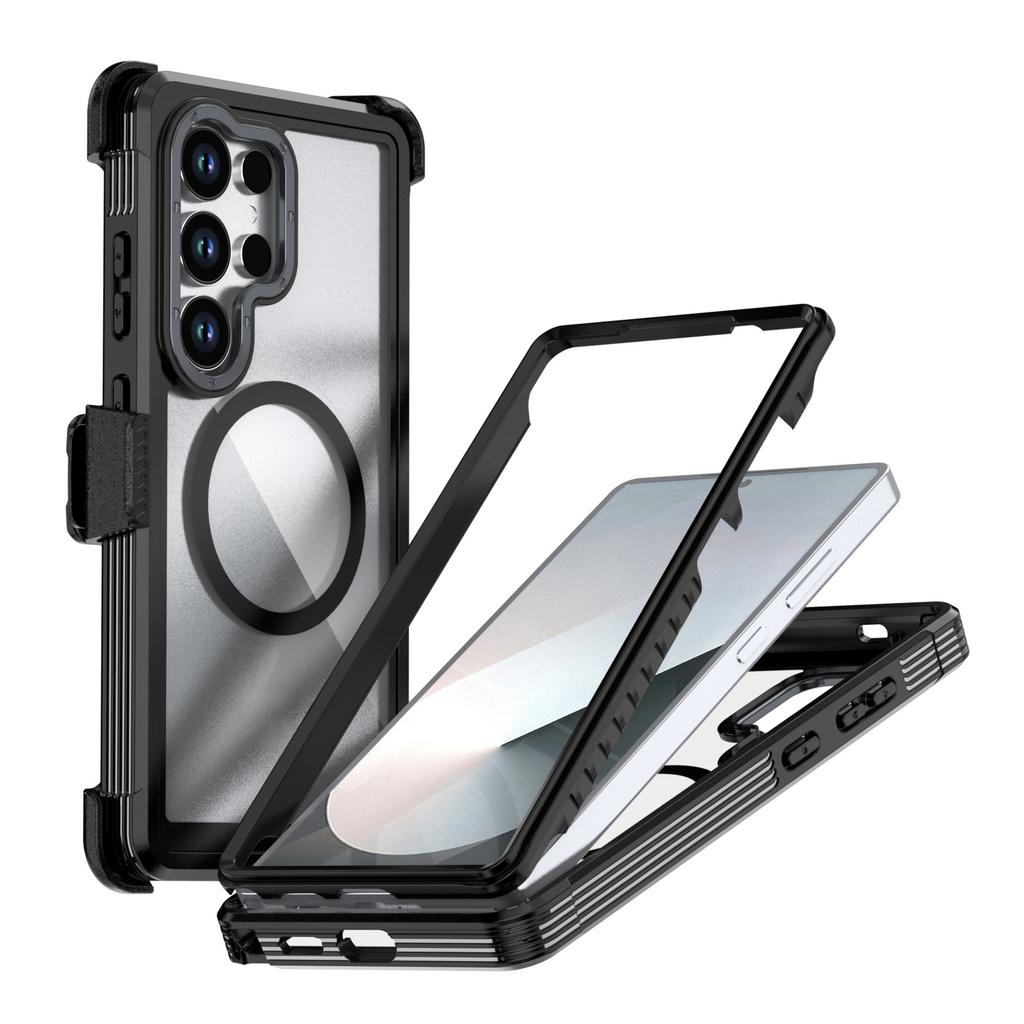 Three Anti-magnetic Mobile Phone Case for Samsung S26Ultra Bracket Protective Case A37 Anti-drop S25 All-inclusive 24
