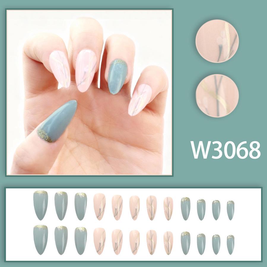 European & American Style Retro Apricot Blossom Fake Nails - 24 Pcs Set