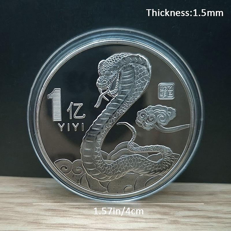 2025 Jahr der Schlange Gedenkmünzen in Gold und Silber Chinesische Tierkreiszeichen Medaillen 3D Reliefmünzen Neujahrsmünzen