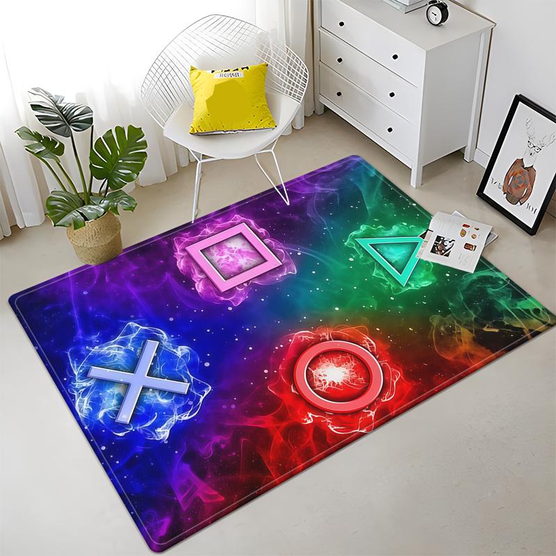 Gaming Esports Geometric Controller Pattern Carpet Mat for Boys Bedroom Gaming  large rug for Living Room Home Decoration Rug