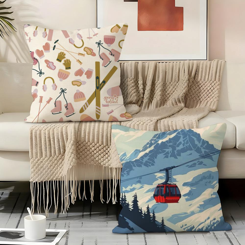 Ski Resort Prop Pillow Case Pillowcase, Double-sided Printed, Sofa Cushion, Bedroom Headboard Pillow