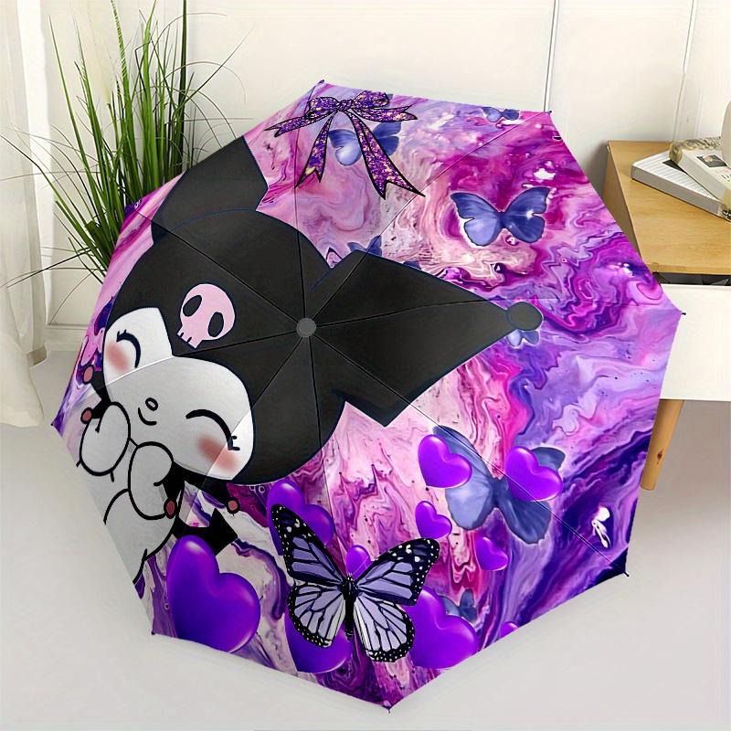 

Kuromi Automatic opening and closing folding umbrella with 8-rib frame and compact travel design, perfect for all occasions | Stylish foldin