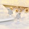 Fashionable Pearl Zircon Gold Earrings for Women with Anti-allergic Micro-set Christmas Earrings