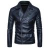 Men’s Jackets Faux Leather Lapel Long Sleeves Zipper Slim Fit Retro Motorcycle Jacket Autumn Winter PU Bomber Tops Holiday Casual Outer Wear