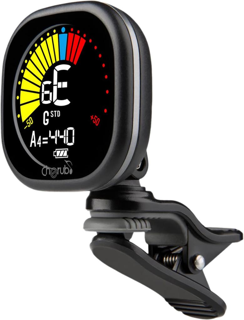 Cherub V2 Rechargeable Multiple Tuning Modes and Compact Auto Black WST-675 Clip-on Tuner, Rechargeable, Easy-to-Read Display, (Ukulele, Bass,