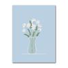 Blue Curved Abstract Canvas Painting Pattern, French Nostalgia Poster, Wall Art, Nordic Picture, Room Decoration, Flower Pattern