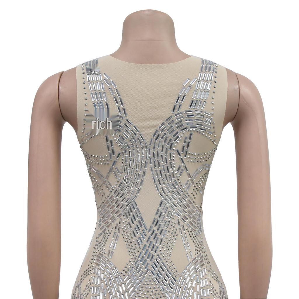 Damen Mode Netz-Kurzkleid in Unifarbe mit Heißbohrung