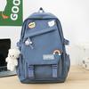 Simple Badge Shoulder Backpack Nylon Korean Style School Bag Sweet Large Capacity Bags  Children