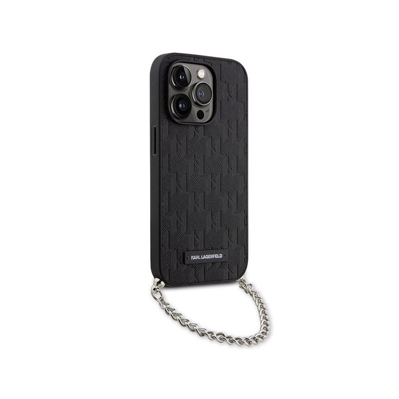 Karl Lagerfeld Saffiano Monogram Chain - Etui Iphone 14 Pro (Czarny)