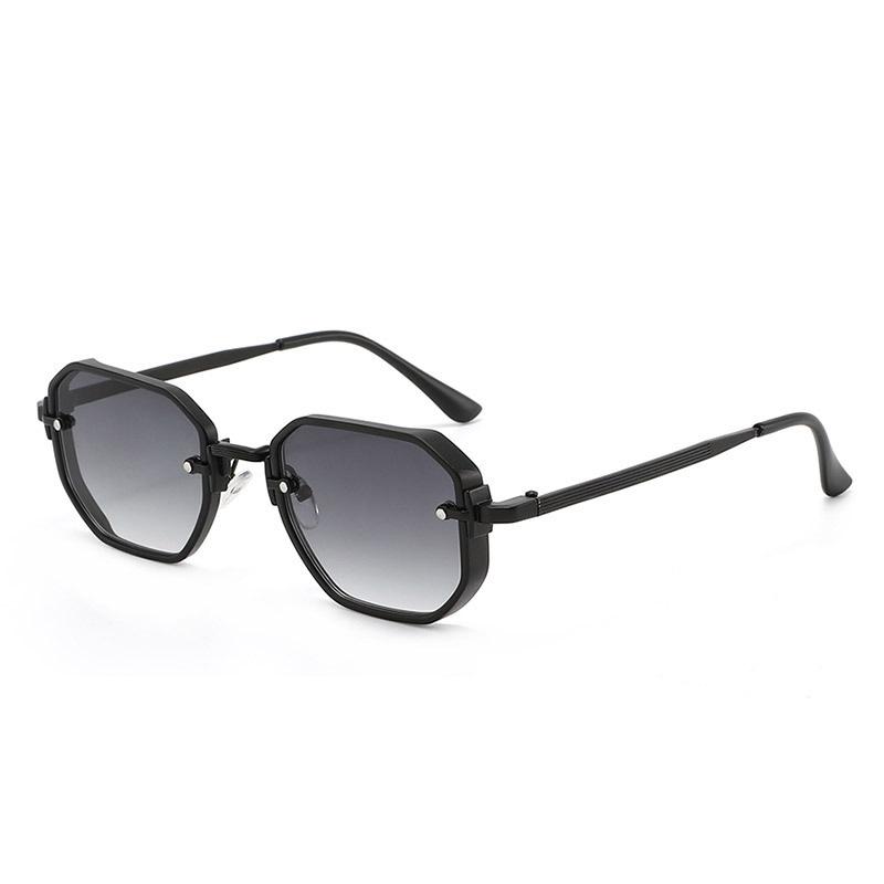 Unisex Polygonal Full Frame Metal Sunglasses Simplicity Trend Street Photography UV Resistant Travel Beach Shades Glasses