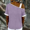 Women's Color Casual Fashion Loose Cotton Linen Lace Splicing Round Neck Shirt Top