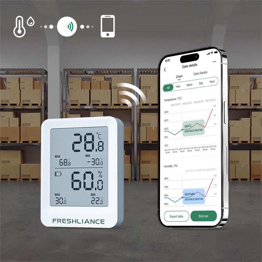 BT Temperature and Humidity Recorder Fruit Cold Storage Coldchain Transportation Temperature Logger Mobilephone APP Control