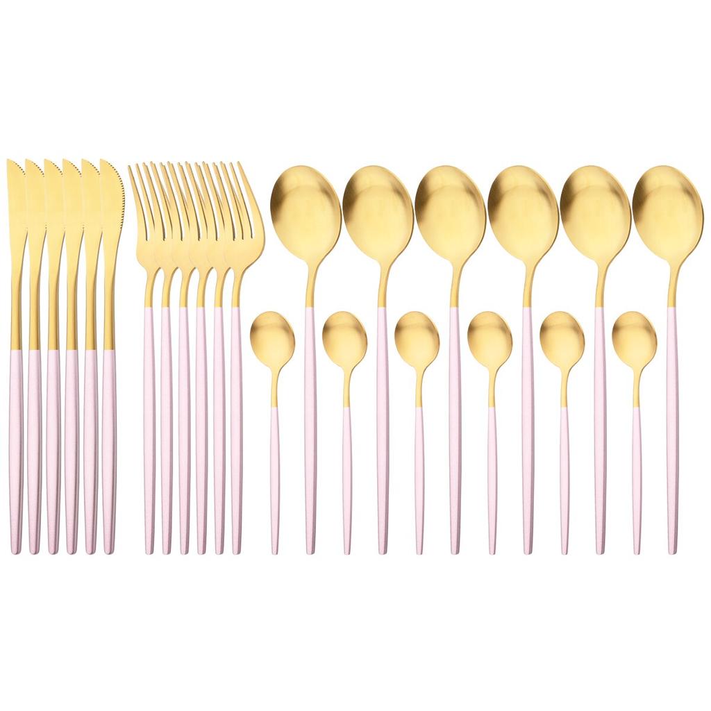 24pcs Black Cutlery Set Dinner Knives Fork Tea Spoon Dinnerware Matte Stainless Steel Tableware Flatware Kitchen Silverware Set