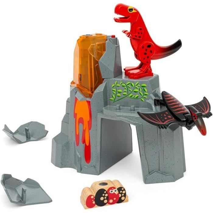 Brio Volcan en Eruption Dinosaure - Accessoire pour Circuit de Train en Bois - Action de Jeu sans Pile/avec Aimant - dès 3 Ans -
