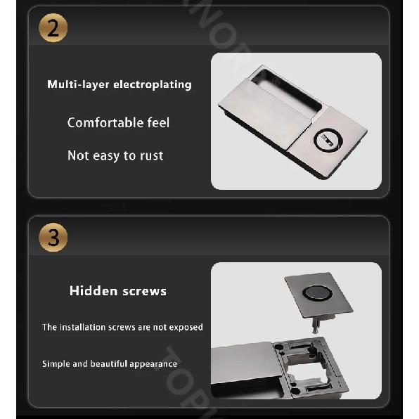 Invisible Pocket Door Lock with Double-Sided Handle Ghost Door Hook Minimalist Kitchen Sliding Door Lock for Home Security