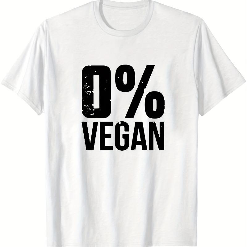

0% Vegan Humor Text Print T-Shirt Breathable Cool, Comfortable Wear,Daily Casua XXL белый