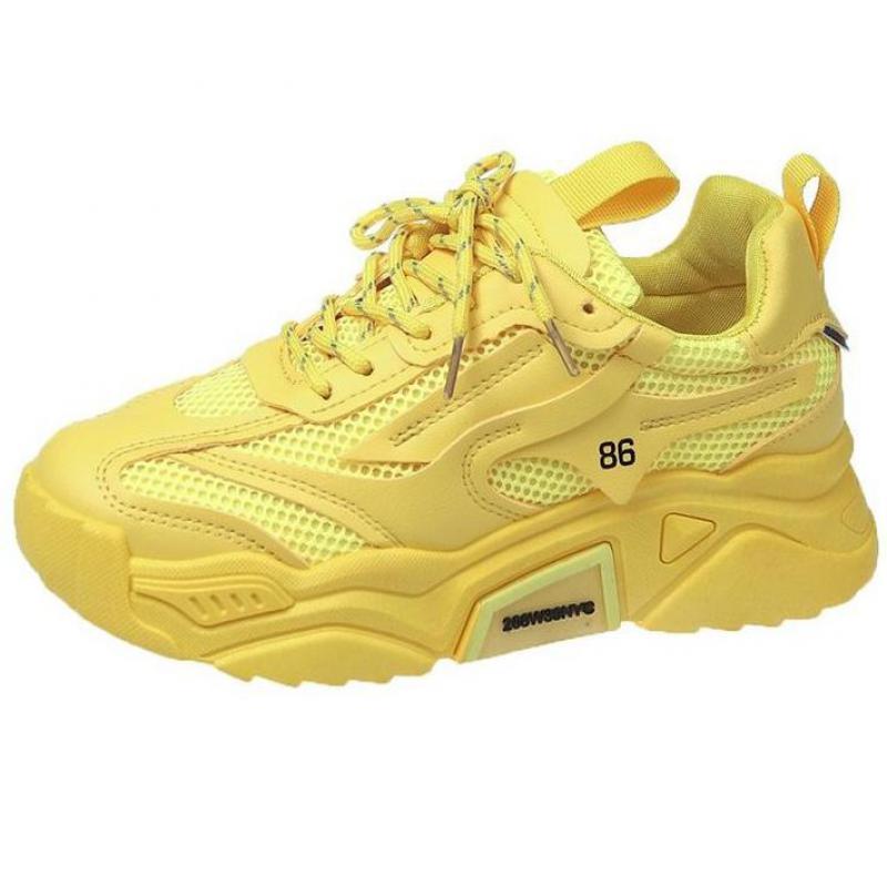 Zapatillas Amarillas para Mujer Zapatos Deportivos de Plataforma para Mujer Zapatillas de Deporte Suela Gruesa Zapatillas Chunky Blancas Mujer Zapatos para Caminar al Aire Libre