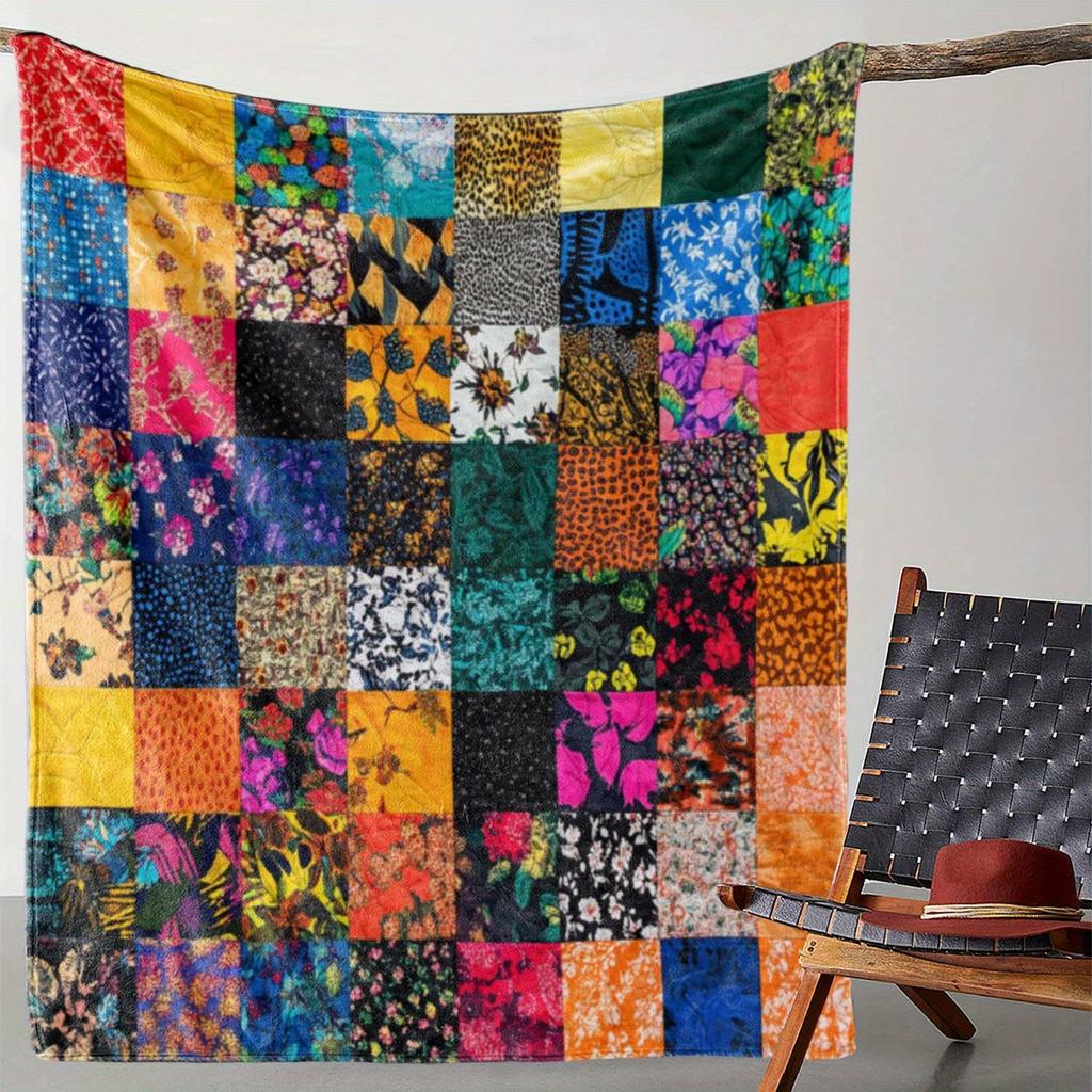 Vintage Pastoral Splicing Series Blankets Four Seasons Blankets Home Flannel Blankets Holiday Gift Blankets