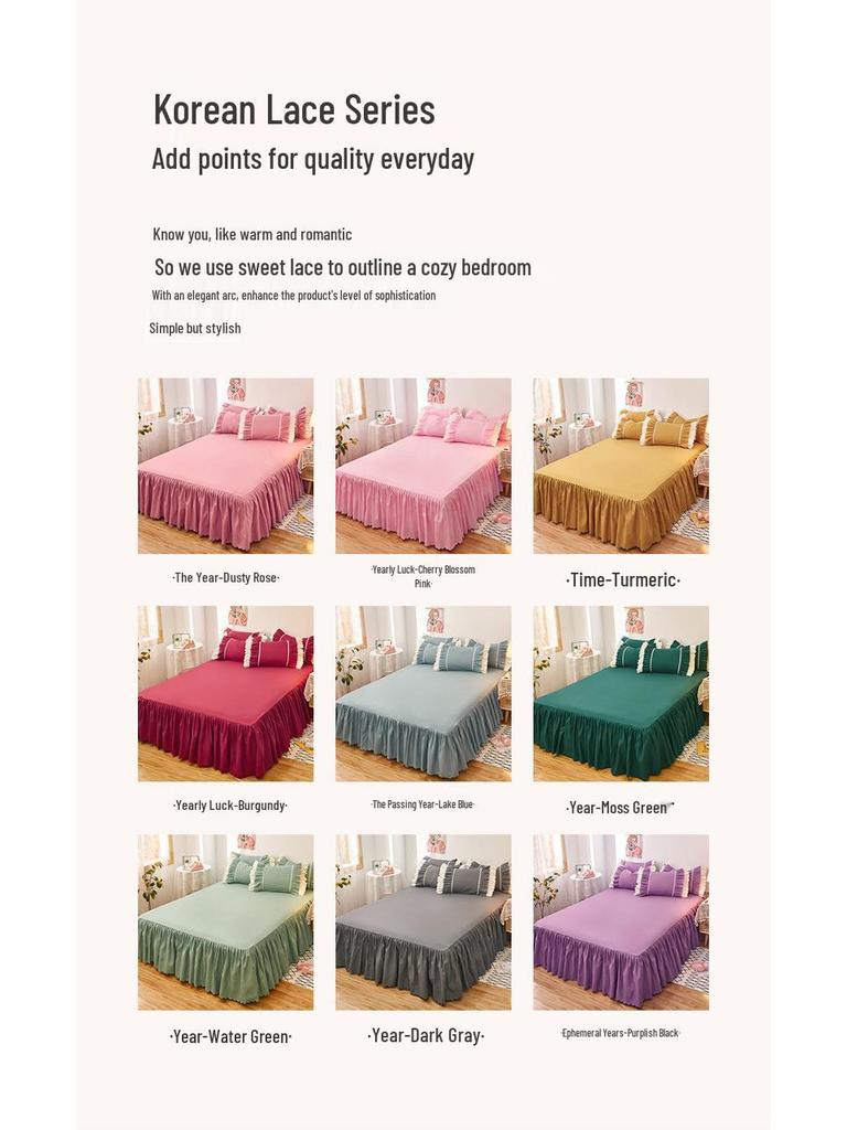 Ruffled Bed Skirt: Non-Slip One-Piece Dust Cover for Girls, Sizes 1.5 & 1.8