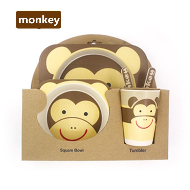 

Детская посуда для игр, пищевая вилка, чашка, мультяшная тарелка для детского кормления, посуда для детей monkey