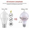 B22 Bayonet LED Motion Sensor Light Bulb, 12W, 1020lm, Cool White 6000 K, CIR 85, Waterproof IP42 Energy Saving, Non-dimmable, Motion Sensor Light Bul