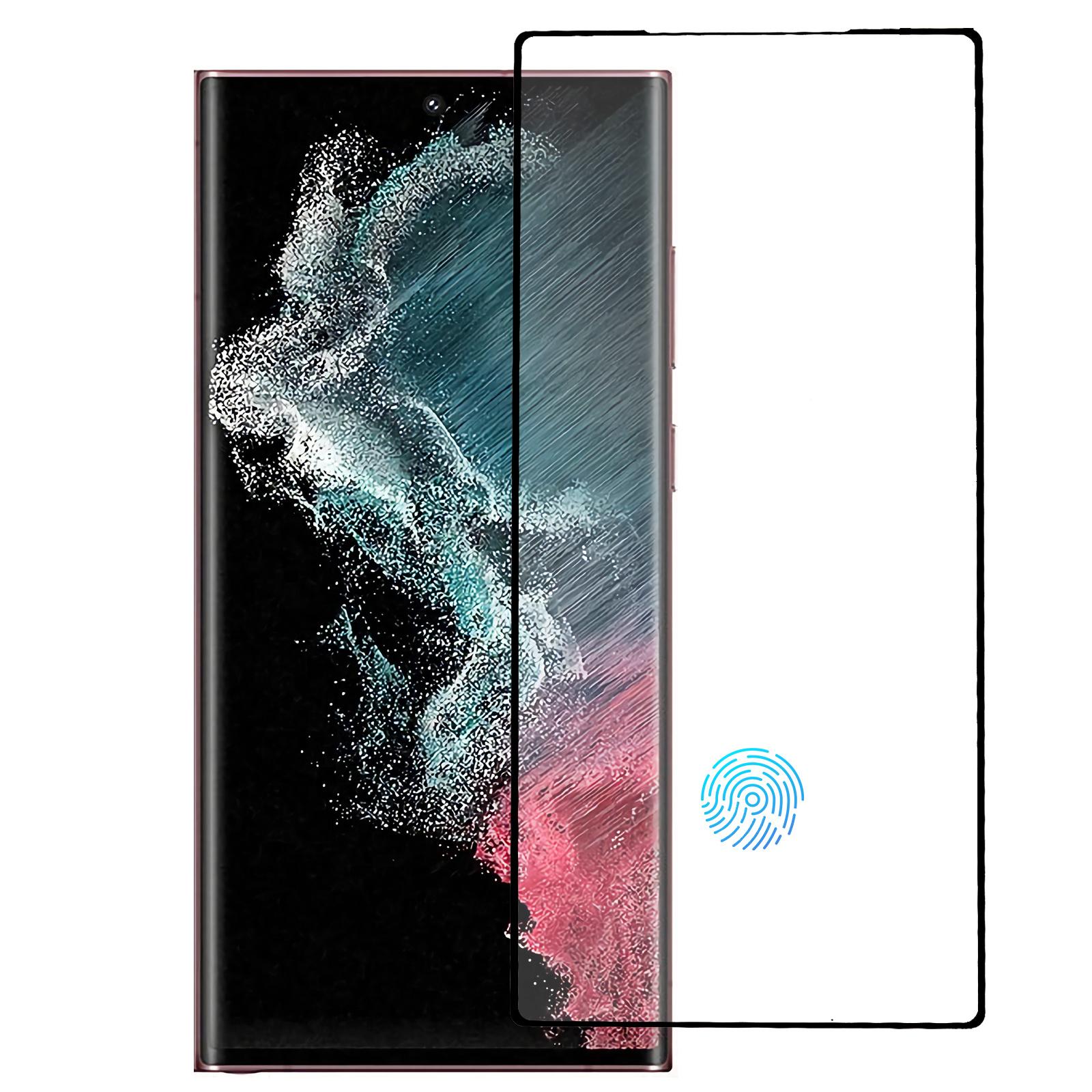 

RURIHAI For Samsung Galaxy S23 Ultra AGC Glass Screen Protector HD 3D Curved Full Covering Full Glue Anti-scratch Film Support Fingerprint Unlock Type A