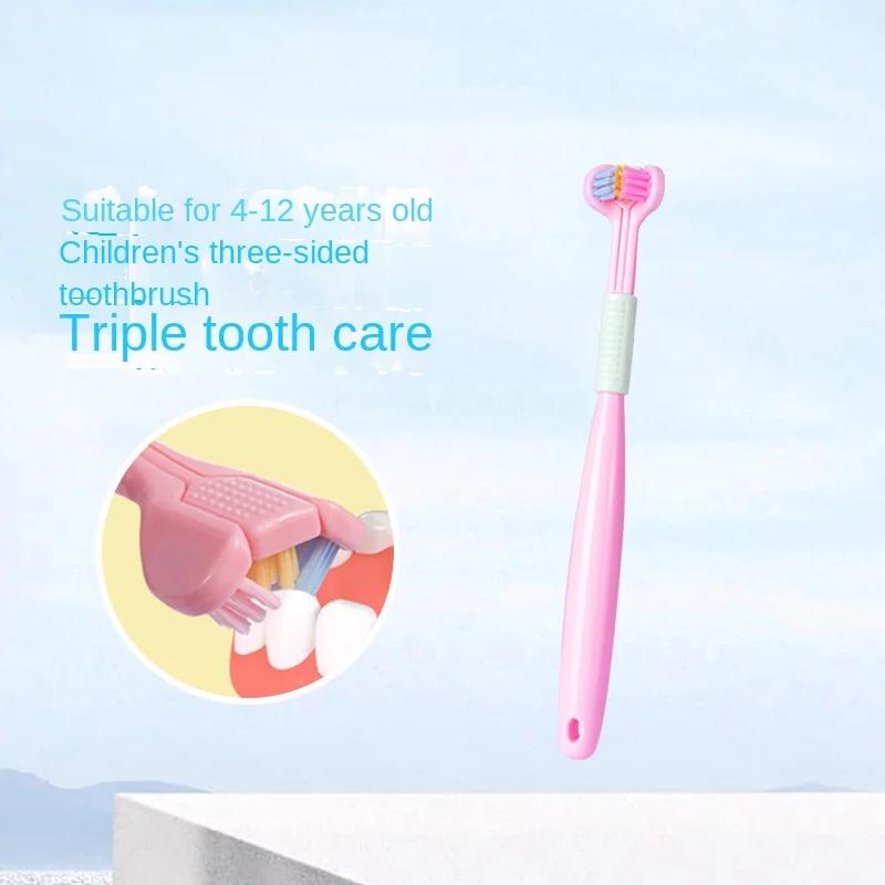 

Трехсторонняя мягкая зубная щетка с щетиной, набор для чистки обуви, щетка для кроссовок, отбеливание зубов у детей, личная гигиена, зубные щетки розовый