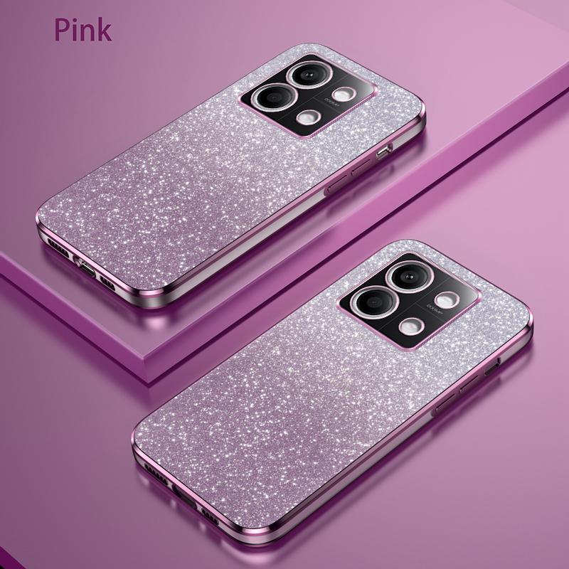 Pro pouzdro Redmi Note 13 Bling Luxusní Elektroplátované Třpytivé Pouzdro Pro Xiaomi Redmi Note 13 Pro Nárazuvzdorný Měkký Nárazník Průhledný Kryt