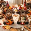 Fall Decorations 2PCS Autumn Highland Cow Ornament, Thanksgiving Day Theme Wooden Decoration, with Woodcraft Decor Exquisite Details Figurine,