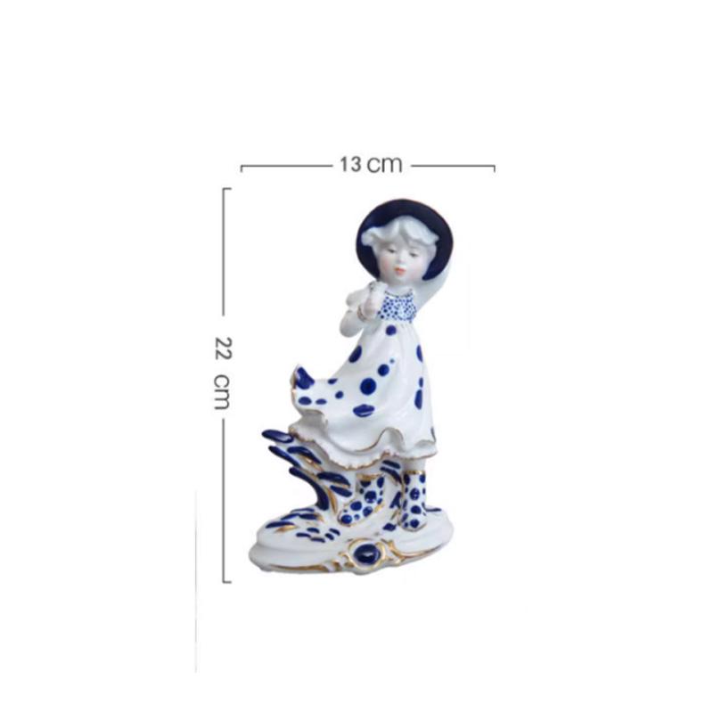 

Gold-plated Porcelain European Figures Statue Desk Decoration Blue Ceramic Musician Character Sculpture Room Aesthetic Decor